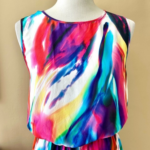 Seafolly Watercolor Silk Maxi Dress Limited Edition Rainbow Multicolor Colorful - Picture 5 of 11